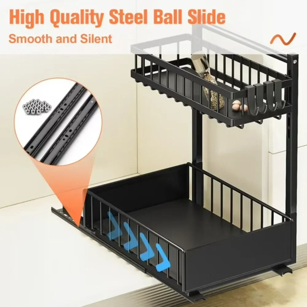ENOKING Under Sink Organizer, 2 Packs 2 Tier Under Sink Organizers and Storage